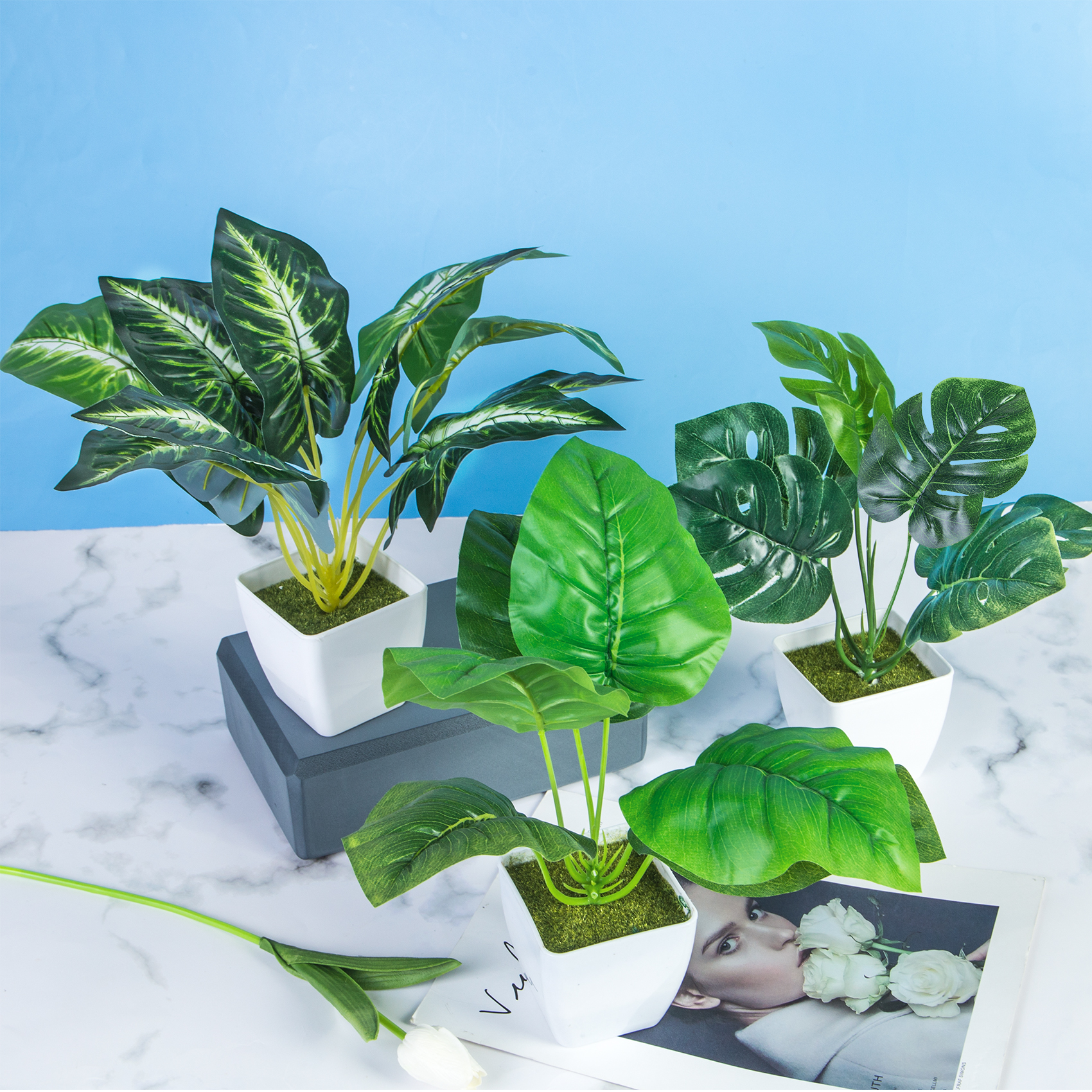 Ouddy Decor 3 Pack Small Fake Plants Artificial Mini Potted Plants Faux Greenery Tabletop Artificial Plants for Desk Shelf Bathroom Office Home Indoor Decor